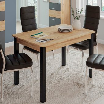 Стол Олимп-1 22 мм столешница + ножки (гикори рокфорд / металл черный)