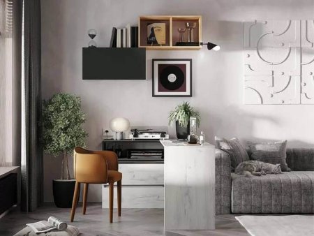 Кент-1 секция 20 Полка подвесная (Дуб крафт белый/антрацит)