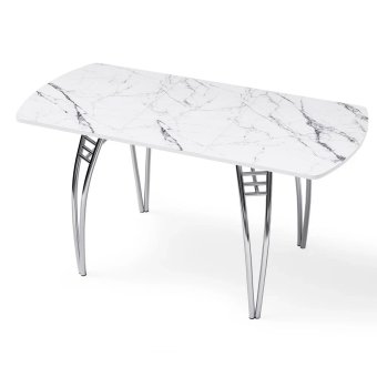 Стол "Мрамор белый " раздвижной с фотопечатью (1500*700/400) стекло 4мм+лдсп 22мм кромка-белый