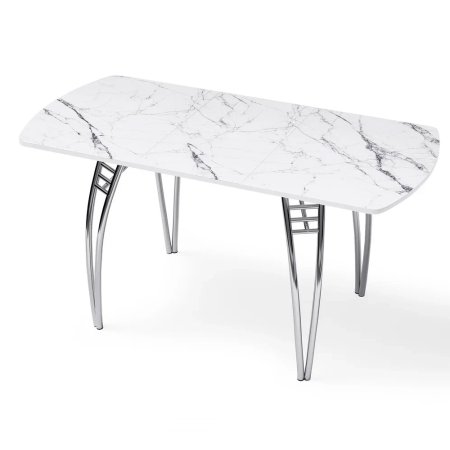 Стол "Мрамор белый " раздвижной с фотопечатью (1500*700/400) стекло 4мм+лдсп 22мм кромка-белый