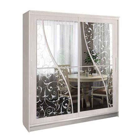 Шкаф-купе Олимп 2 зеркало,пескоструй (Анкор белый)