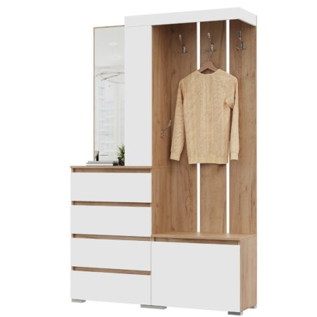 Хелен Прихожая ПР-01 (Крафт золотой/Белый)