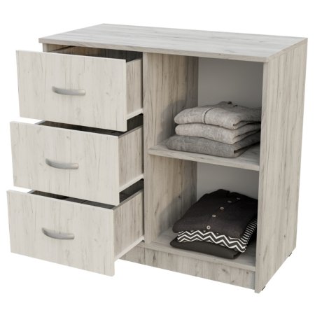 Басса комод КМ 553-М 3 ящика 1 створка (Крафт белый / крафт серый)