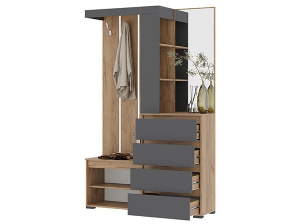 Хелен Прихожая ПР-01 (Дуб крафт золотой/Графит)