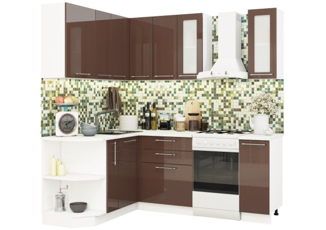 Модульная кухня Олива глянец (Глянец горький шоколад)