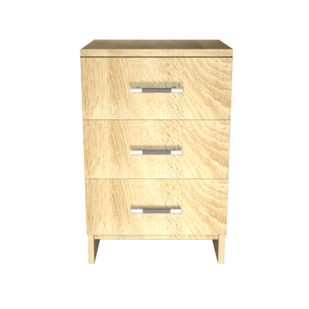 Тумба прикроватная №3 (3 ящика) (новые нап) (Дуб сонома)