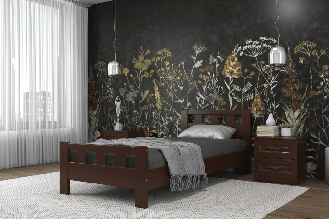 Вероника-2 кровать 90х200 + металлокаркас + комплект ножек (Орех)