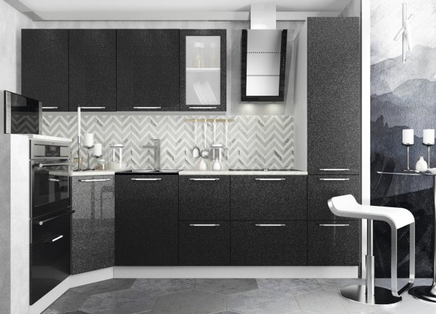 Модульная кухня Олива (Металлик черный)