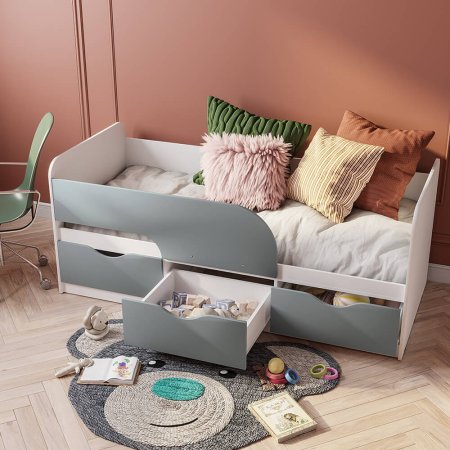 Кровать 0,9 м Стандарт КР-22 80х186 см (Белый/MF11)