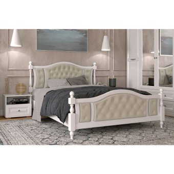 Жасмин кровать 160х200 + металлокаркас + ножки (Белый античный)