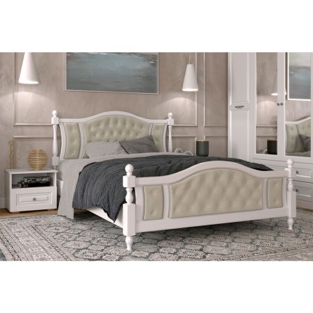 Жасмин кровать 160х200 + металлокаркас + ножки (Белый античный)