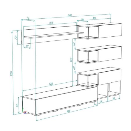Гостиная Рига ГС-01 (Каньон/Графит)