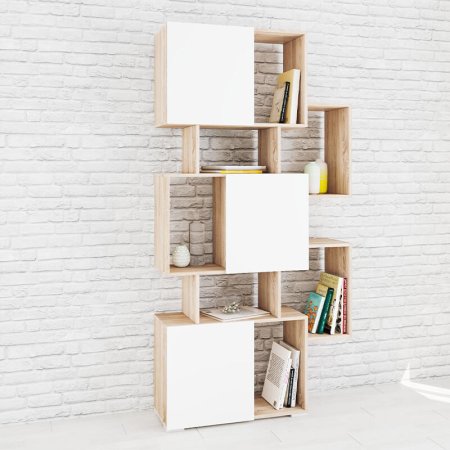 Стеллаж Ромео 9 (Сонома/Белый)