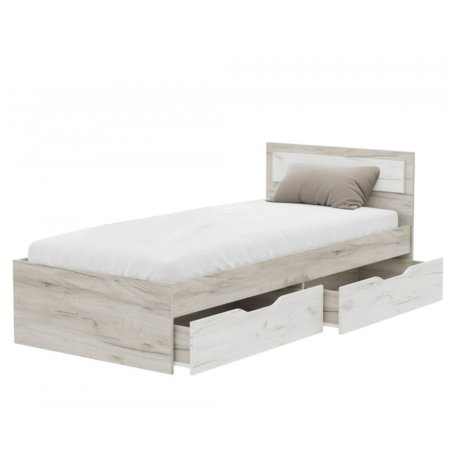 Гармония Кровать КР 607 80х200 с ящиками (Крафт белый / крафт серый)