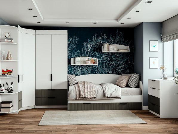 Лавис Диван-кровать ДКД 2000.1 (белый / белый софт) (Грей софт)