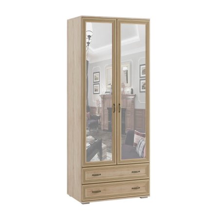 Ливорно шкаф 2 ств. с зеркалом ЛШ-23 (Дуб сонома)