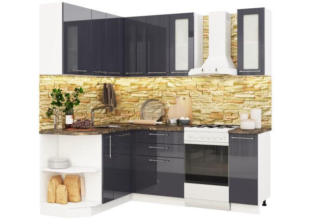 Модульная кухня Олива глянец (Глянец дым)