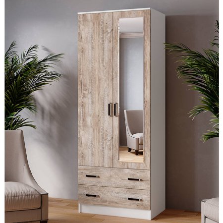 Лагуна шкаф комбинированный (0,8) с зеркалом (Белый / Дуб юкон)