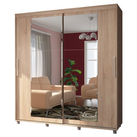 Комфорт-12 шкаф-купе Прайм Прямоугольные зеркала (Дуб сонома, 200)