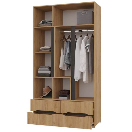 Вега шкаф 3 ств. с 4 ящиками (Дуб крафт золотой)