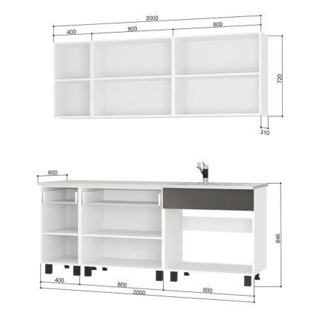 Кухня Дакота 2,0м (бетон пайн/графит)