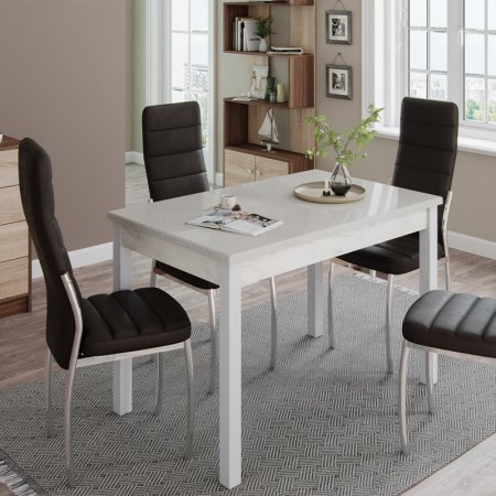 Стол обеденный Бостон-2 (металл белый/кремовый гранит)