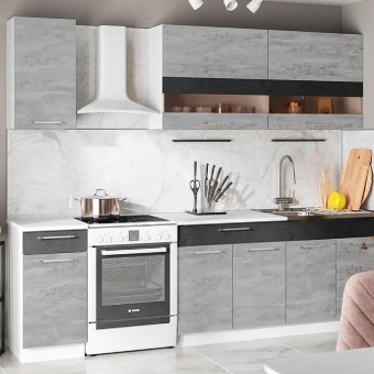 Кухня Маша-2 ЛДСП 1,6м (белый/бетонный камень)