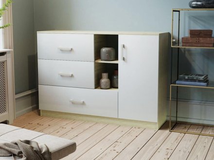 Комод К-3.1  (сонома/ белый жемчуг)