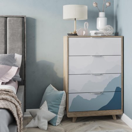 Комод Мегаполис КМ-02 (Дуб каньон/фотопечать "Аква")