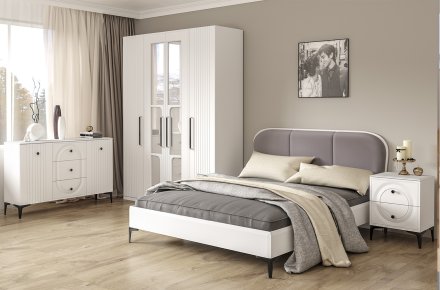 Валенсия спальня комплект 1 (Белая шагрень)