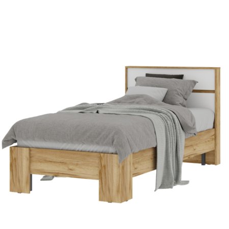 Хелен кровать КР 01 90х200 с ламелями (Крафт золотой/Белый)