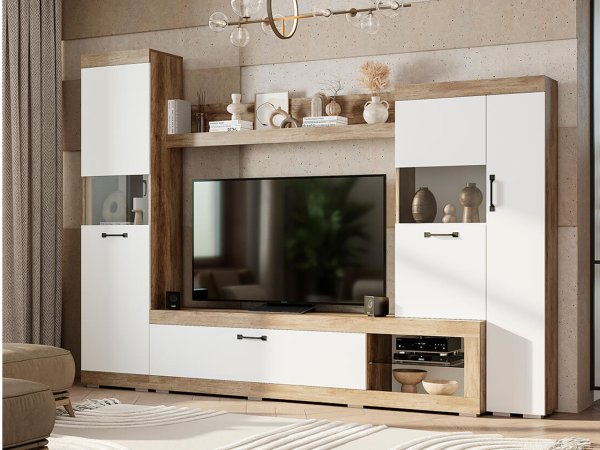 Гостиная Тесла ГС-01 (дуб каньон/белый)