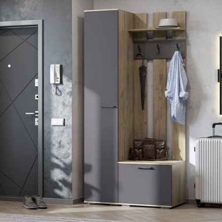 Бостон вешалка ВШ-2 (дуб крафт серый/серый графит)