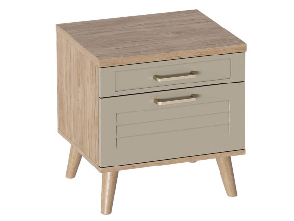 Гавана тумба прикроватная с 2 ящиками (Дуб натуральный светлый / Светло-серый софт)