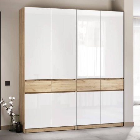 Стоуби шкаф ШК-2000 (Дуб Крафт Золотой/Белый Глянец)