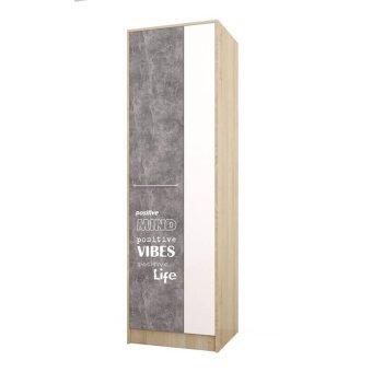 Колибри шкаф детский Лофт (дуб сонома/ателье светлое+акрил белый)