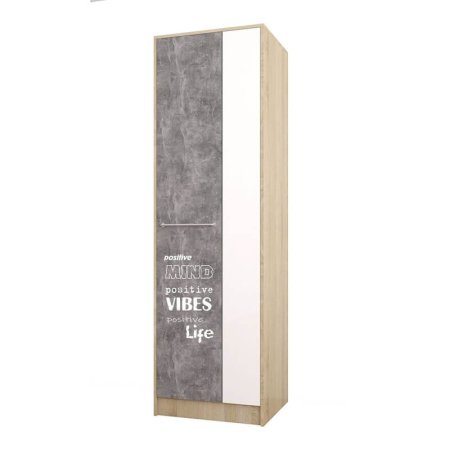 Колибри шкаф детский Лофт (дуб сонома/ателье светлое+акрил белый)