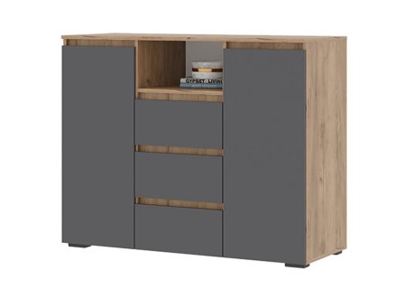 Хелен комод КМ 01 1202 (Дуб крафт золотой/Графит)