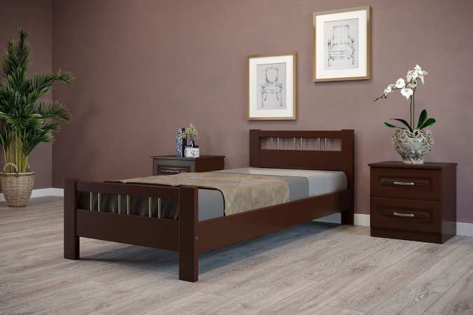 Вероника-3 кровать 90х200 + металлокаркас + комплект ножек (Орех)