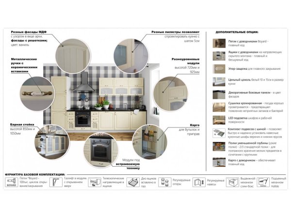 Кухня Равенна Фаби 2,0м № 1 со столешницей (Ваниль )