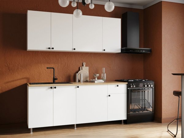 Кухня Ника 1,8м Белый (дуб классический) со столешницей