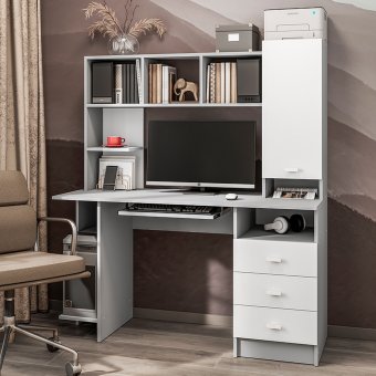 Стол компьютерный КС-003 (серый/белый)