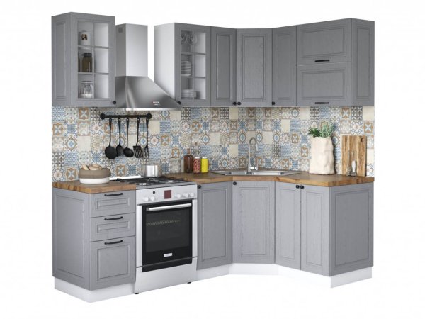 Кухня Равенна Роял угловая 1,65х1,45м (Грей)