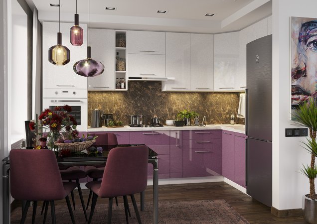 Модульная кухня Олива металлик (Металлик сирень)