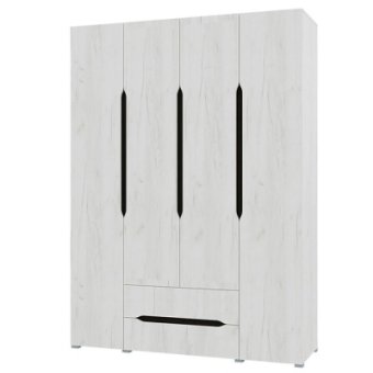 Вега шкаф 4 ств. с 2 ящиками без зеркал (Дуб крафт белый)