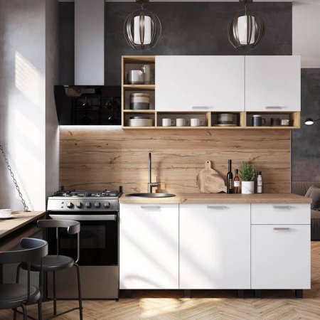 Кухня Вика 1,6 м  (крафт/белый)