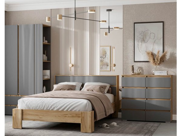 Хелен шкаф ШК 01 2 ств (Дуб крафт золотой/Графит)