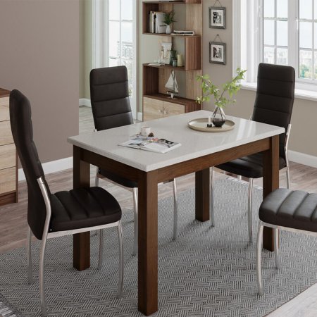 Стол обеденный Бостон-1 (орех шоколадный/кремовый гранит)