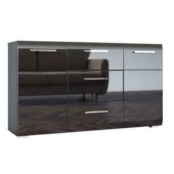 Домино комод без стекла (Черный/Черный глянец)