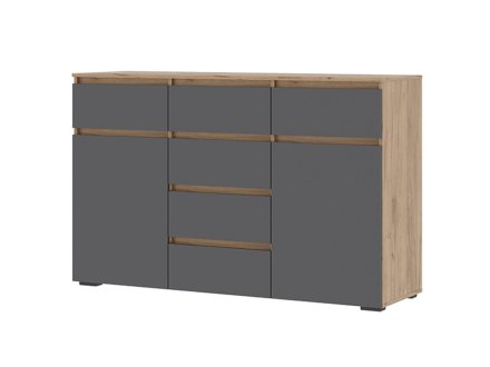 Хелен комод КМ 05 Комод 6 ящиков (Дуб крафт золотой/Графит)